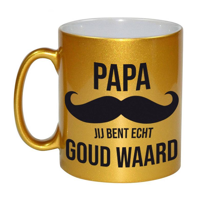 Foto van Papa je bent echt goud mok / beker goud 330 ml - vaderdag cadeau - feest mokken