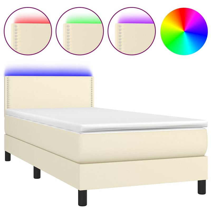 Foto van The living store boxspring zwart kunstleer - 203x90x78/88 cm - inclusief matras en led