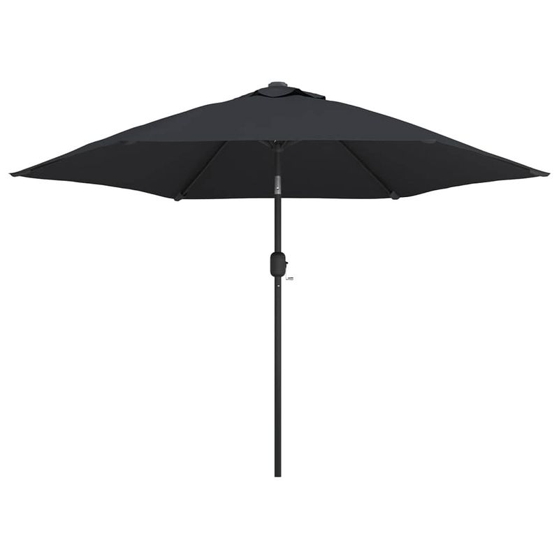 Foto van Vidaxl parasol met led-verlichting en stalen paal 300 cm zwart