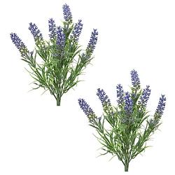 Foto van 2x stuks lavandula/lavendel kunstplant 34 cm bosje - kunstplanten