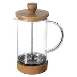 Foto van Secret de gourmet french press cafetiere - glas/bamboe - 600 ml - cafetiere