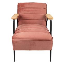 Foto van Clayre & eef fauteuil met armleuning 60x69x78 cm roze textiel relax stoel fauteil stoel roze relax stoel fauteil stoel
