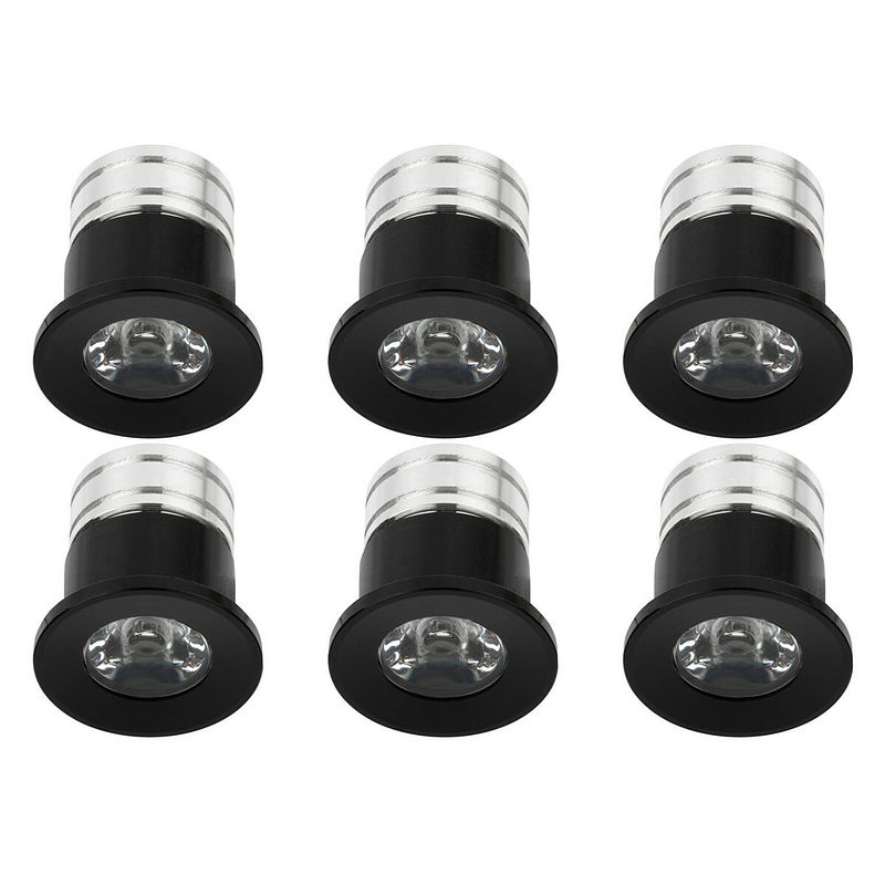 Foto van Led veranda spot verlichting 6 pack - 3w - natuurlijk wit 4000k - inbouw - dimbaar - rond - mat zwart - aluminium -