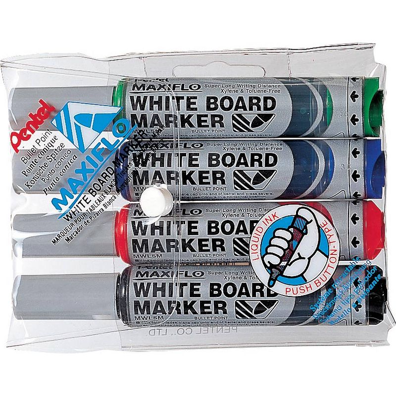 Foto van Whiteboardmarker maxiflo set van 4 kleuren (blauw, rood, groen en zwart)