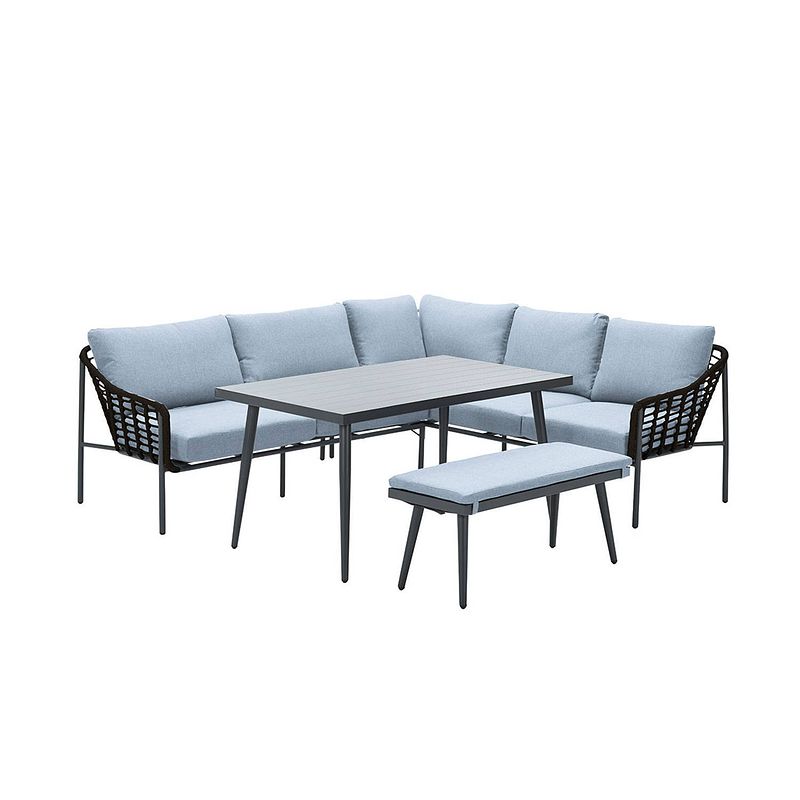 Foto van Garden impressions ashton lounge dining set rechts - zwart rotan