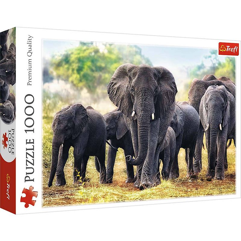 Foto van Massamarkt puzzel afrikaanse olifanten 1000 stukjes