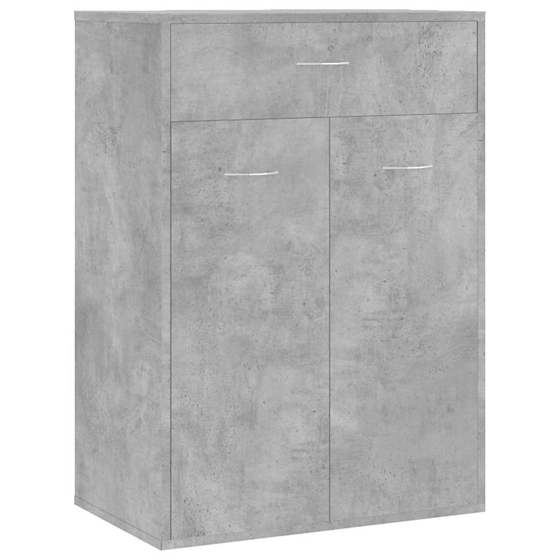 Foto van The living store schoenenrek betongrijs - 60 x 35 x 84 cm - met 1 lade - 2 deuren en 4 binnenschappen