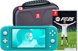 Foto van Nintendo switch lite turquoise + ea sports fc 25 + bigben beschermtas