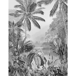 Foto van Komar fotobehang lac tropical black & white 200x270 cm