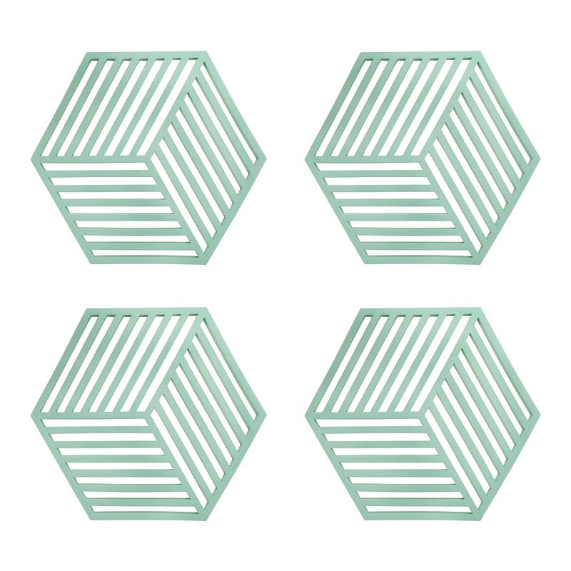 Foto van Krumble pannenonderzetter hexagon - groen - set van 4