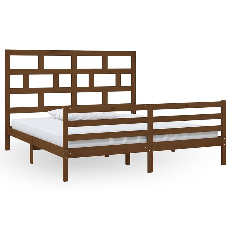 Foto van The living store houten bedframe - modern bedroom - 180x200 cm - kleur- honingbruin