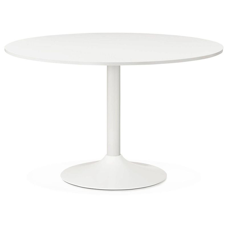 Foto van 24designs ronde eettafel alonso - ø90x77 - wit tafelblad - witte trompetvoet