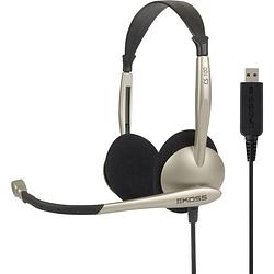 Foto van Koss cs100 on ear headset kabel computer zwart, goud ruisonderdrukking (microfoon), noise cancelling