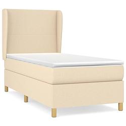 Foto van The living store boxspringbed - pocketvering - middelharde ondersteuning - crème - 203 x 93 x 118/128 cm - inclusief