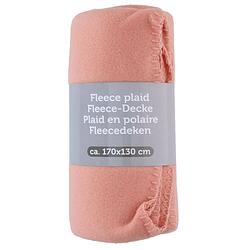 Foto van Polyester fleece deken/dekentje/plaid 170 x 130 cm zalm roze - plaids
