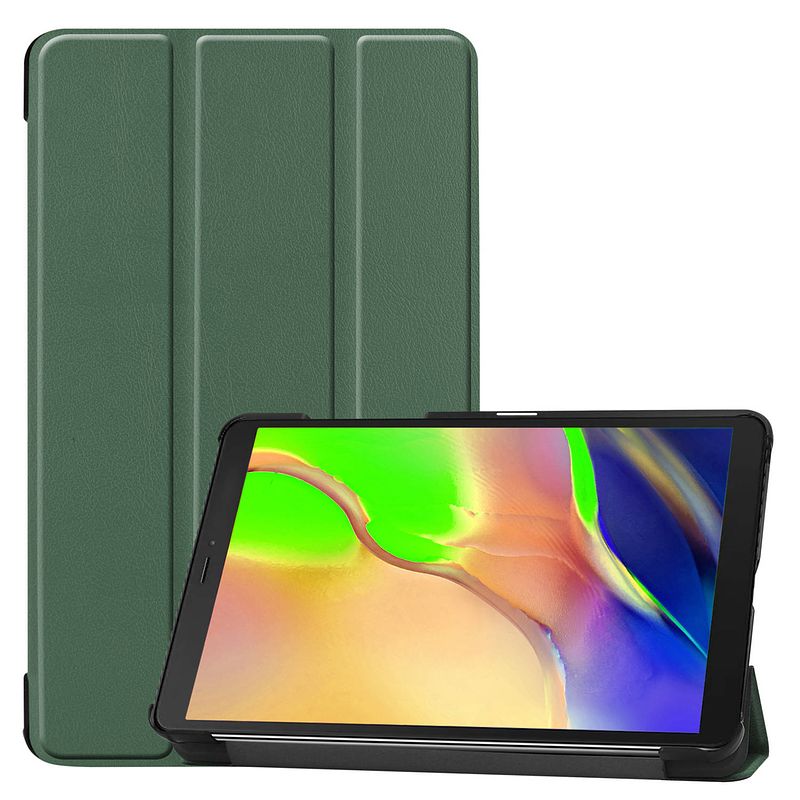 Foto van Basey samsung galaxy tab a 8.0 (2019) hoesje kunstleer hoes case cover samsung galaxy tab a 8.0 (2019)-donkergroen