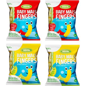 Foto van Sore baby mais fingers fruitsmaken 4 x 35g bij jumbo