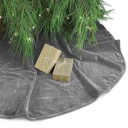 Foto van Kerstboomrok velvet donkergrijs d120 cm - kerstboomkleed - kerstboomrokken