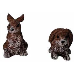 Foto van Dickensville decoratiebeelden konijnen 2 cm bruin 2-delig