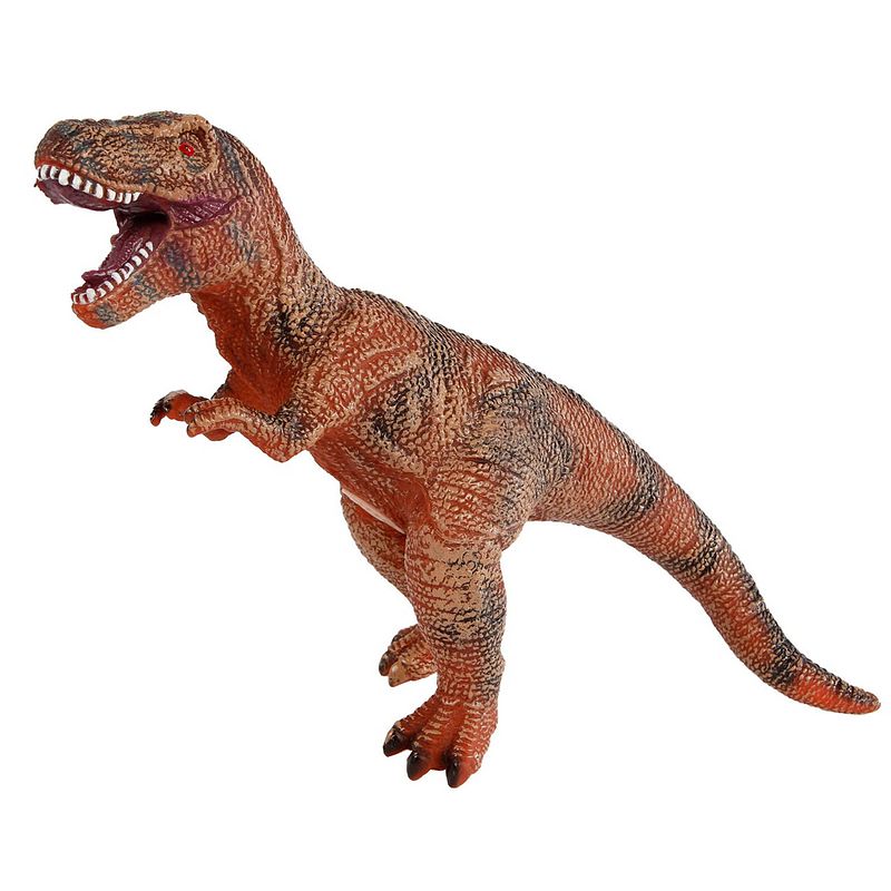 Foto van Dinoworld dinosaurus t-rex jongens 41 cm rubber bruin