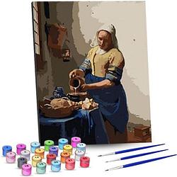 Foto van Rubye® schilderen op nummer volwassenen - melkmeisje - met canvas schildersdoek en penselen - 40x50cm