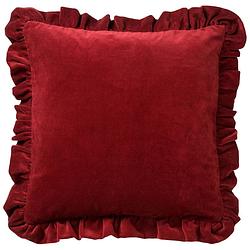 Foto van Dutch decor yara - sierkussen velvet merlot 45x45 cm - rood - rood