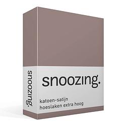 Foto van Snoozing - katoen-satijn - hoeslaken - extra hoog - 160x220 - taupe