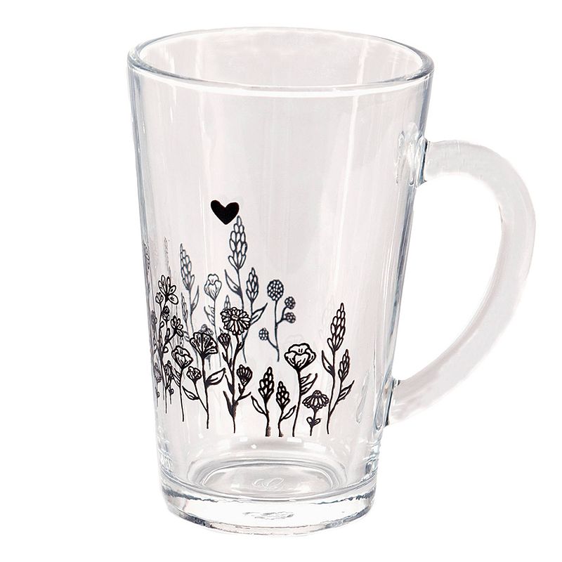 Foto van Clayre & eef mok 300 ml glas bloemen koffiemok beker drinkbeker transparant koffiemok beker