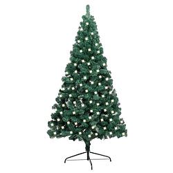 Foto van Vidaxl kunstkerstboom met led's en standaard half 120 cm pvc groen