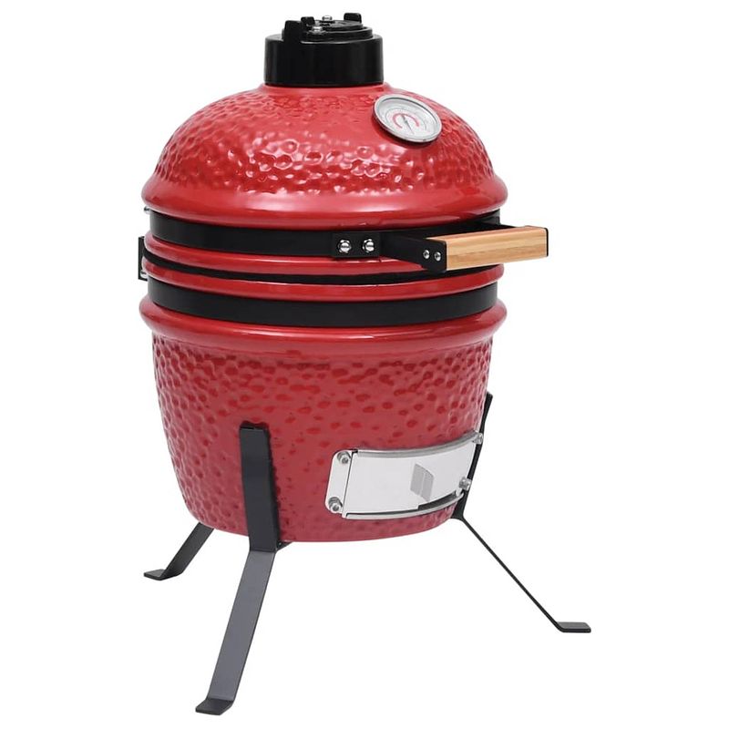 Foto van Vidaxl kamado barbecue 2-in-1 56 cm keramiek rood