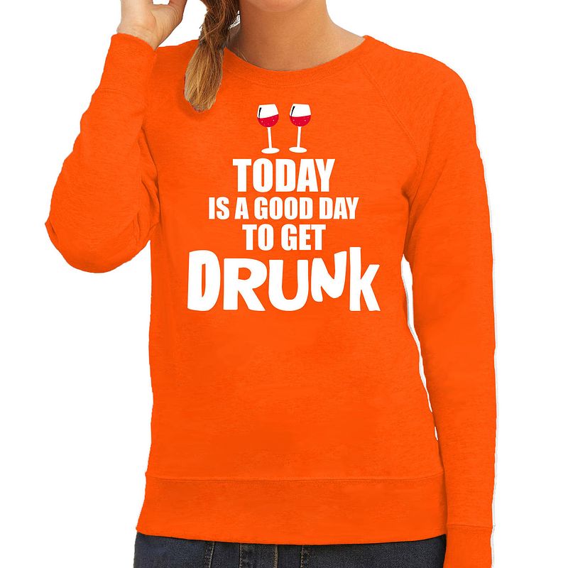 Foto van Oranje good day to get drunk sweater - koningsdag trui voor dames l - feesttruien