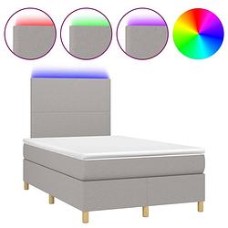 Foto van The living store boxspring lichtgrijs bed 203x120x118/128cm - led - pocketvering - huidvriendelijk - montagehandleiding