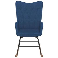 Foto van The living store schommelfauteuil - blauw - 61 x 78 x 98 cm - stof/rubberwood/staal