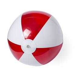 Foto van Opblaasbare strandbal plastic rood/wit 28 cm - strandballen