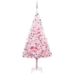 Foto van Vidaxl kunstkerstboom met led's en kerstballen 210 cm pvc roze