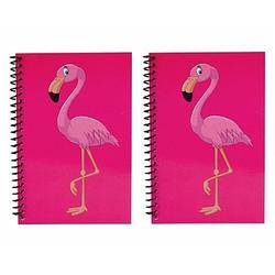 Foto van Set van 2x stuks flamingo notitieboekjes/schriftjes roze 18cm - notitieboek