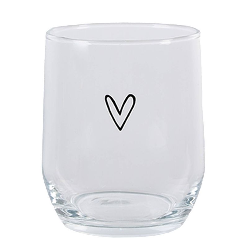 Foto van Clayre & eef waterglas hart 300 ml transparant glas drinkbeker transparant drinkbeker