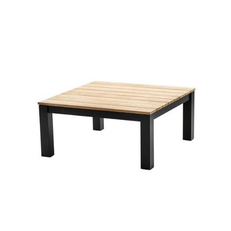 Foto van Yoi - midori coffee table 75x75cm. alu black/teak