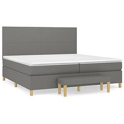 Foto van The living store boxspringbed - donkergrijs - 203 x 200 x 118/128 cm - met verstelbaar hoofdbord - pocketvering matras