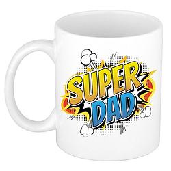 Foto van Super dad cadeau mok / beker wit pop-art / cartoon stijl 300 ml - feest mokken