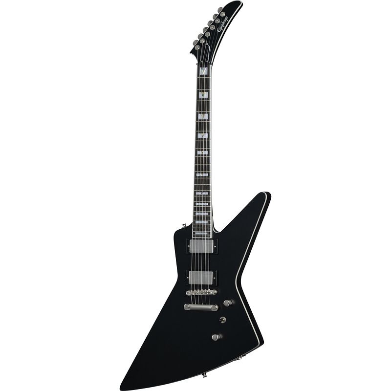 Foto van Epiphone extura prophecy aged jet black metallic elektrische gitaar met premium gigbag