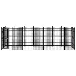 Foto van The living store hondenkennel - stalen stangen - gepoedercoat staal - 672 x 192 x 200 cm - met deur - zwart