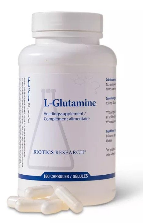 Foto van Biotics l-glutamine 500mg capsules