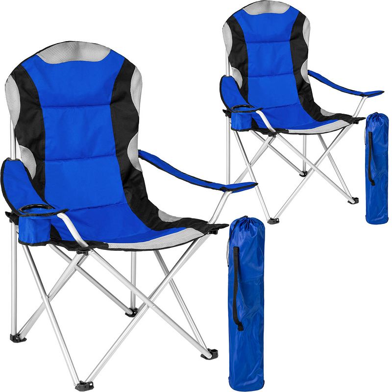 Foto van Tectake stoelenset luxe campingstoelen - blauw;zwart
