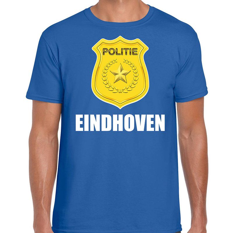 Foto van Carnaval shirt / outfit eindhoven politie embleem blauw voor heren 2xl - feestshirts