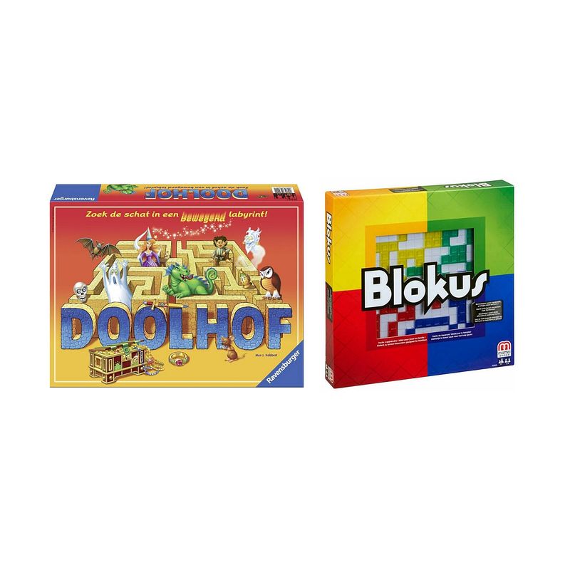 Foto van Spellenbundel - bordspel - 2 stuks - ravensburger doolhof & blokus