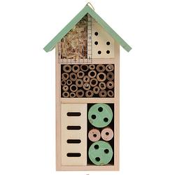 Foto van Pro garden insectenhotel 13 x 8,5 x 26 cm hout groen/naturel