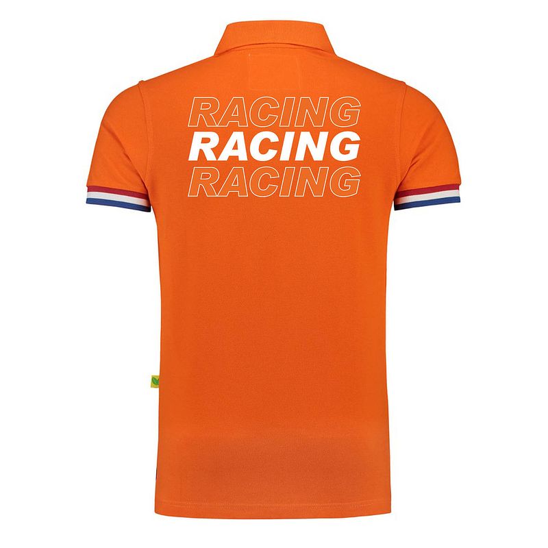 Foto van Racing supporter / race fan luxe polo shirt oranje voor heren xl - feestshirts