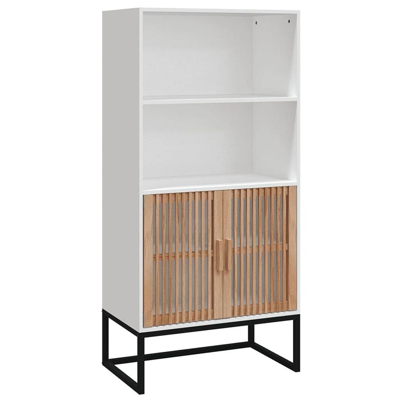 Foto van The living store hoge kast - wit - 60 x 35 x 125 cm - duurzaam hout - stabiele ijzeren poten