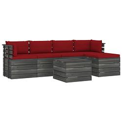 Foto van Vidaxl 6-delige loungeset met kussens pallet massief grenenhout